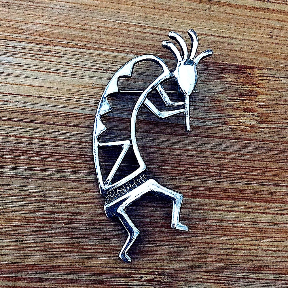 $69  Kokopelli Estate Sterling Brooch 10 Grams Sterling Silver Marked STERLING